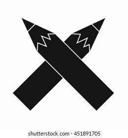 Two crossed pencils icon in simple style isolated vector illustration