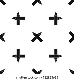 Two crossed pencils pattern repeat seamless in black color for any design. Vector geometric illustration