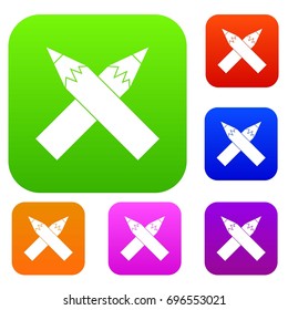 Two crossed pencils set icon in different colors isolated vector illustration. Premium collection