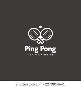 
Two crossed ping pong rackets and ball logo design emblem sports symbol icon  vector illustration