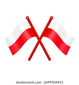 Duas bandeiras polonesas cruzadas, bandeira - ícone do vetor