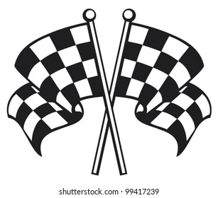 Two Crossed Racing Checkered Flags
