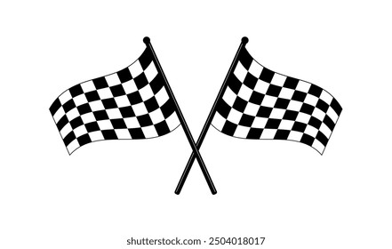 Dos cruzaron la bandera de Racing. Marcador a cuadros o marca de inicio y fin. Bandera cruzada para Racing Motorsport. Ilustración vectorial