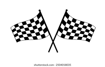 Dos cruzaron la bandera de Racing. Marcador a cuadros o marca de inicio y fin. Bandera cruzada para Racing Motorsport. Ilustración vectorial