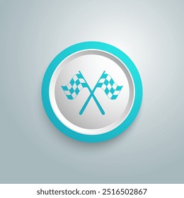 Dos banderas de carreras cruzadas aisladas Vector icono azul