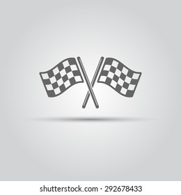 Two crossed racing flags isolated vector icon