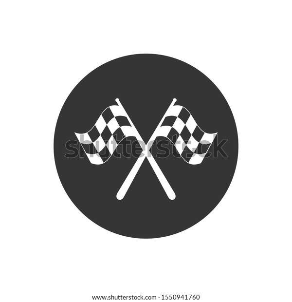 Two crossed\
racing flags isolated vector\
icon
