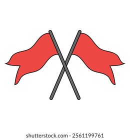 Two Crossed Red Flags, Waving in the Wind