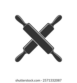 Two crossed rolling pin graphic icon. Rolling pins sign isolated on white background. Bakery symbol. Vector illustration