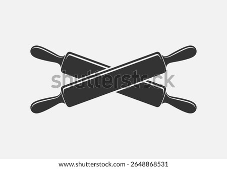 Two crossed rolling pin graphic icon. Rolling pins sign isolated on white background. Bakery symbol. Vector illustration