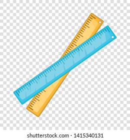 Two crossed rulers icon. Cartoon illustration of two crossed rulers vector icon for web design