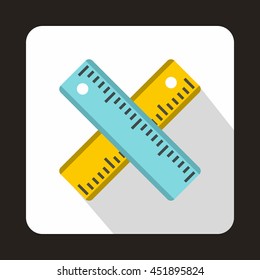 Two crossed rulers icon in flat style on a white background