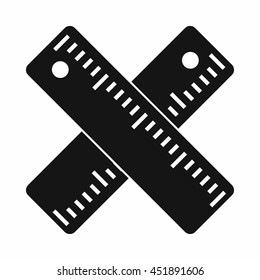 Two crossed rulers icon in simple style isolated vector illustration