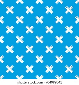 Two crossed rulers pattern repeat seamless in blue color for any design. Vector geometric illustration