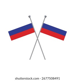 Two crossed Russian flags on a black background flat illustration