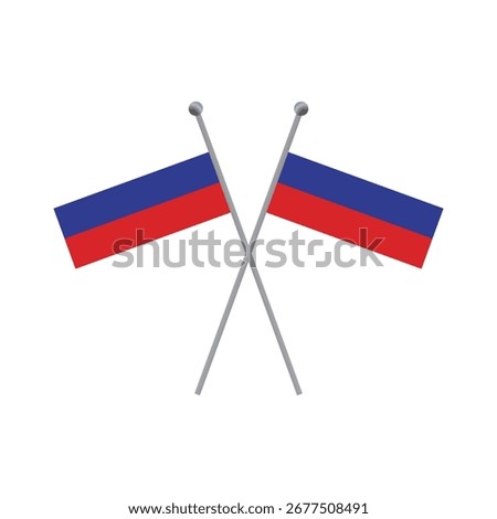 Two crossed Russian flags on a black background flat illustration