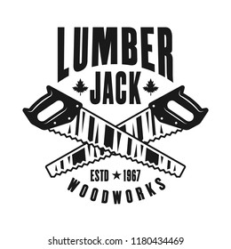 Two Crossed Saws Lumberjack Vector Emblem Stock Vector (Royalty Free ...