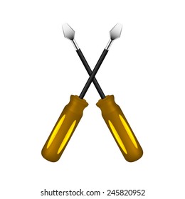 Two crossed screwdrivers