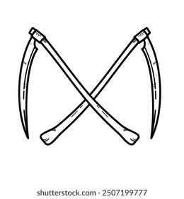 two crossed scythes - vector illustration