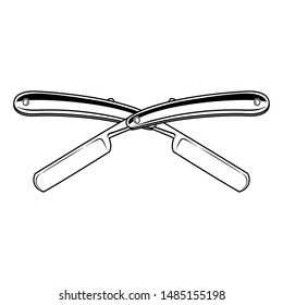 two crossed Straight razor on a white background vector illustration