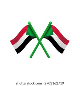 Dos banderas cruzadas de Sudán Ilustración vectorial aislada