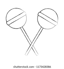 two crossed sweet candy lollipops