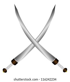 Two crossed swords Arabic isolated on white background - vector