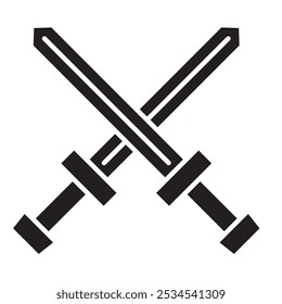 duas espadas cruzadas, estilo linear simples, ilustração vetorial 