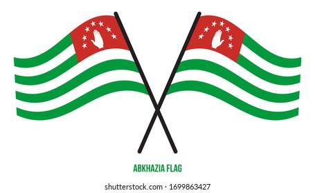 Zwei gekreuzte Abchasienflagge auf einfarbigem weißem Hintergrund. Abchasia Flag Vektorillustration Illustration.