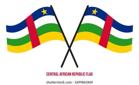 Dos Banderas Cruzadas De La República Centroafricana Con Fondo Blanco Aislado. Ilustración de vectores de bandera de la República Centroafricana.