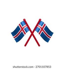 Dos banderas cruzadas ondeando de Islandia, Ilustración vectorial