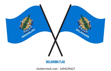 Dos Banderas De Oklahoma Cruzadas En Fondo Blanco Aislado. Ilustración de vectores de bandera de Estados Unidos (EE.UU.).