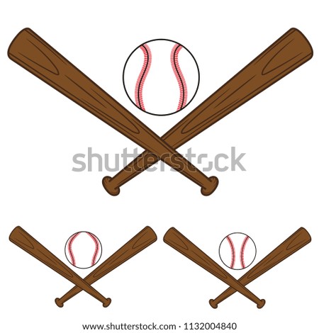 Two Crossed Wooden Baseball Bats Ball Stock Vector Royalty Free