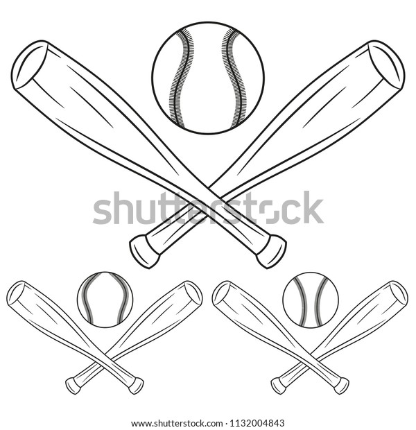 Two Crossed Wooden Baseball Bats Ball Stock Vector Royalty Free 1132004843 Shutterstock 