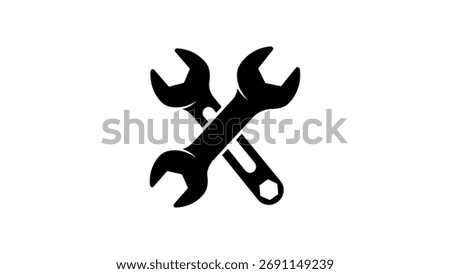 Two Crossed Wrenches Icon Black Silhouette tools spanner
