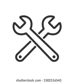 Two crossed wrenches icon, Double Spanner, Repair symbol
