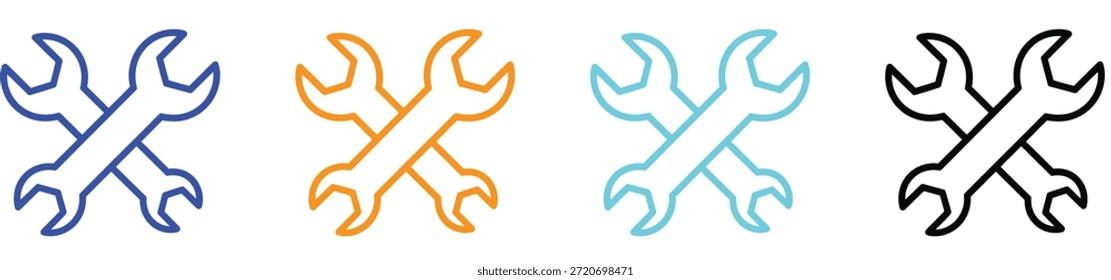 Duas chaves cruzadas, um simples gráfico simbólico representando manutenção ou reparo.
