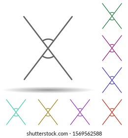 Two crossing lines multi color icon. Simple thin line, outline vector of geometric figures icons for ui and ux, website or mobile application