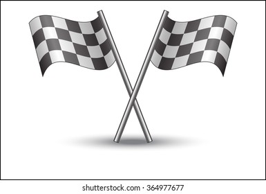 two crossing race flags, black and white 