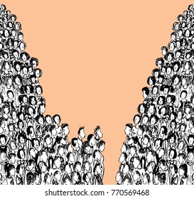 Two crowds of people met