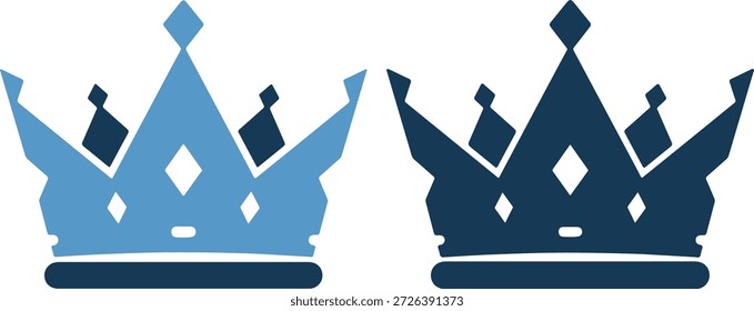 Two crown icons in different blue shades, symbolizing royalty, luxury, or achievement, with a regal and elegant design