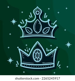 dos coronas en iconos de fondo gris