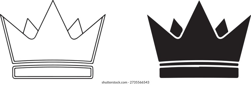 Duas coroas uma delineada em preto e branco e a outra preenchida em coroa preto e branco