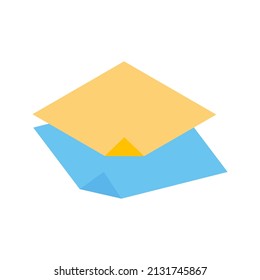 Two crumpled squared paper stickers for memo writing isometric vector illustration. Sticky notes with agenda information remember message supplies notebook important paperwork accessories