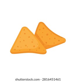 Two Crunchy Orange Nacho Tortilla Chips Vector Illustration Isolated on White Background