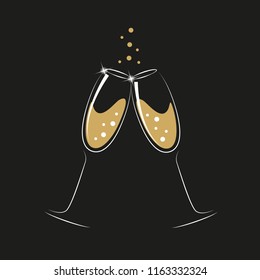 two crystal glasses of champagne vector illustration EPS10