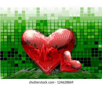 two crystal heart
