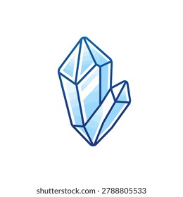 Two crystalline blue gems icon for science and beauty.