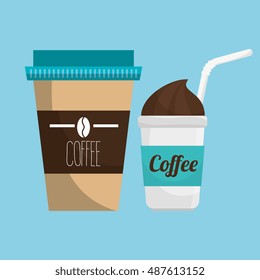 two cup coffee fresh and hot graphic