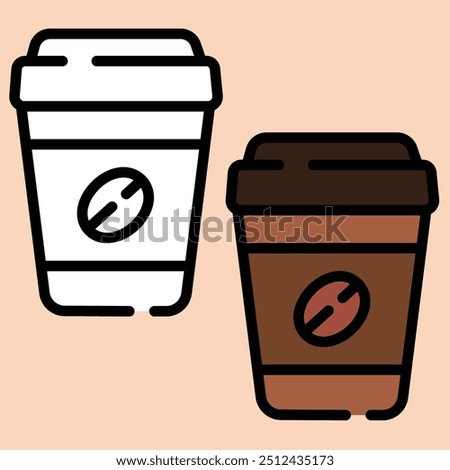 Two Cup Coffee Vector or Ikons outline